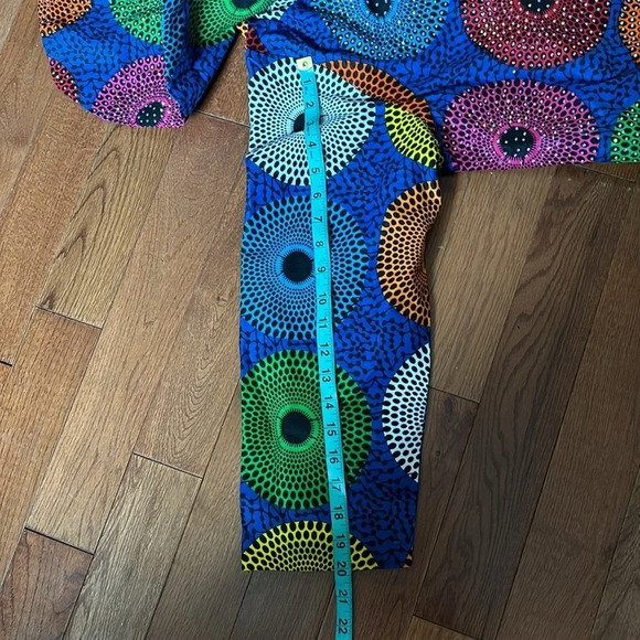 Kweenzyafrik Vintage Luxury Ankara Multi patterned  studded cape open jacket - Picture 15 of 17